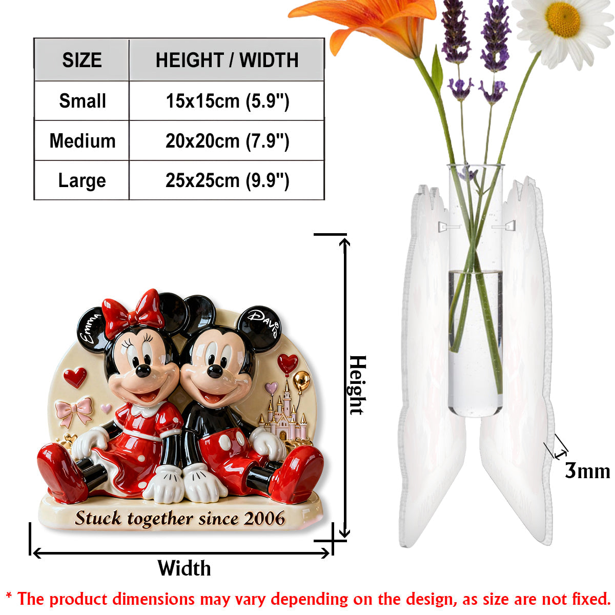 Stick Together - Personalized Mouse Custom Shape Acrylic Flower Vase