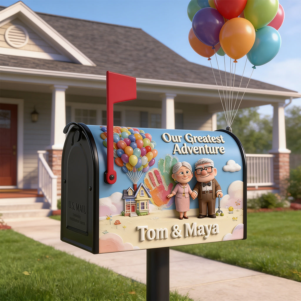 Old Couple Design Mailbox Cover - Personalized Up Movie Couple Mailbox Cover