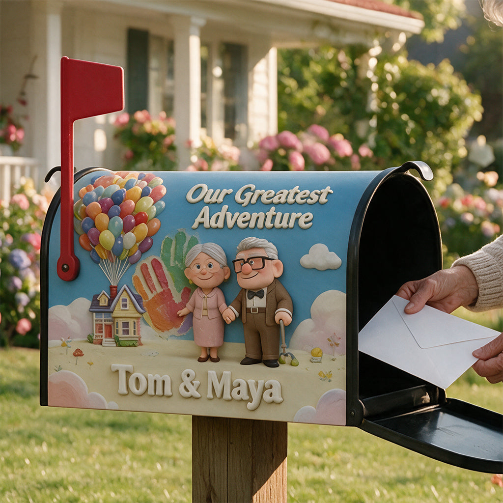 Old Couple Design Mailbox Cover - Personalized Up Movie Couple Mailbox Cover