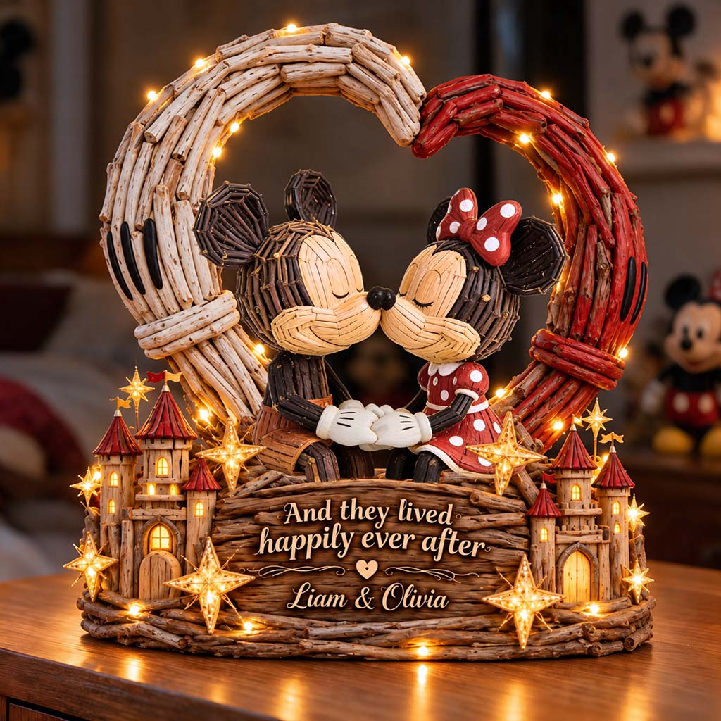 Magic Mouse Couple Heart - Personalized Mouse Acrylic LED Night Light