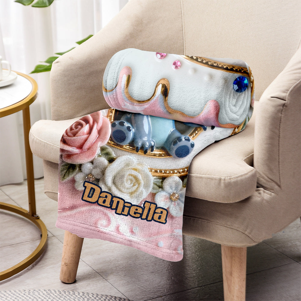 Custom Alphabet For Blue Monster Lover - Personalized Ohana Blanket