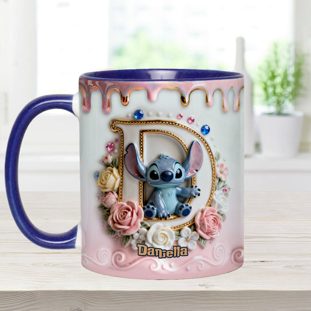 Custom Alphabet For Blue Monster Lover - Personalized Ohana Accent Mug & Coaster