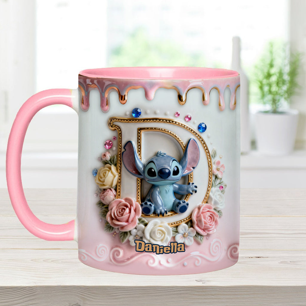 Custom Alphabet For Blue Monster Lover - Personalized Ohana Accent Mug & Coaster