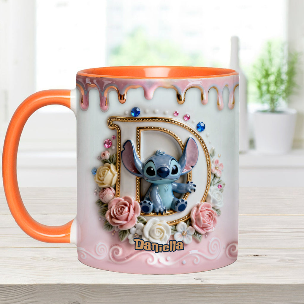 Custom Alphabet For Blue Monster Lover - Personalized Ohana Accent Mug & Coaster