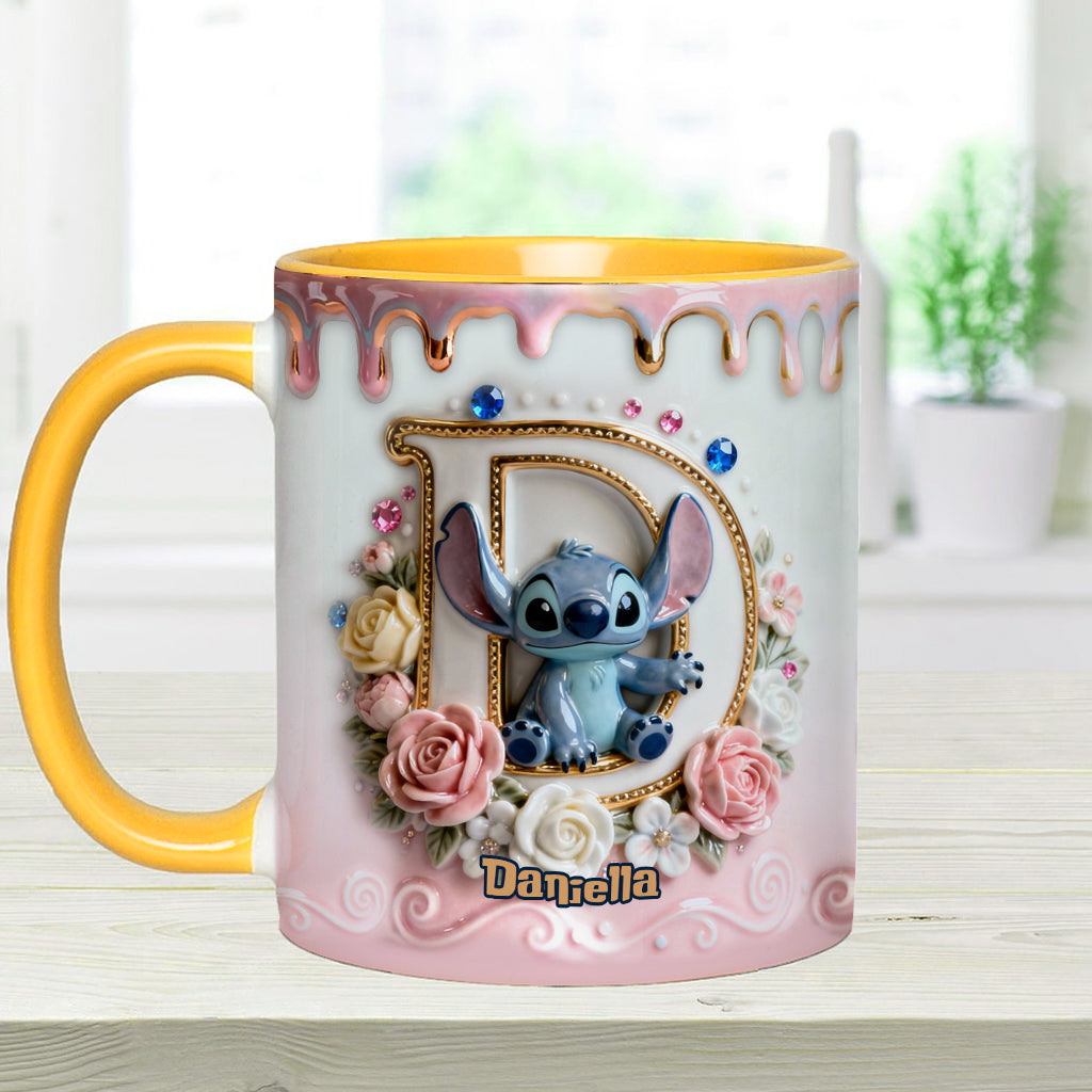 Custom Alphabet For Blue Monster Lover - Personalized Ohana Accent Mug & Coaster