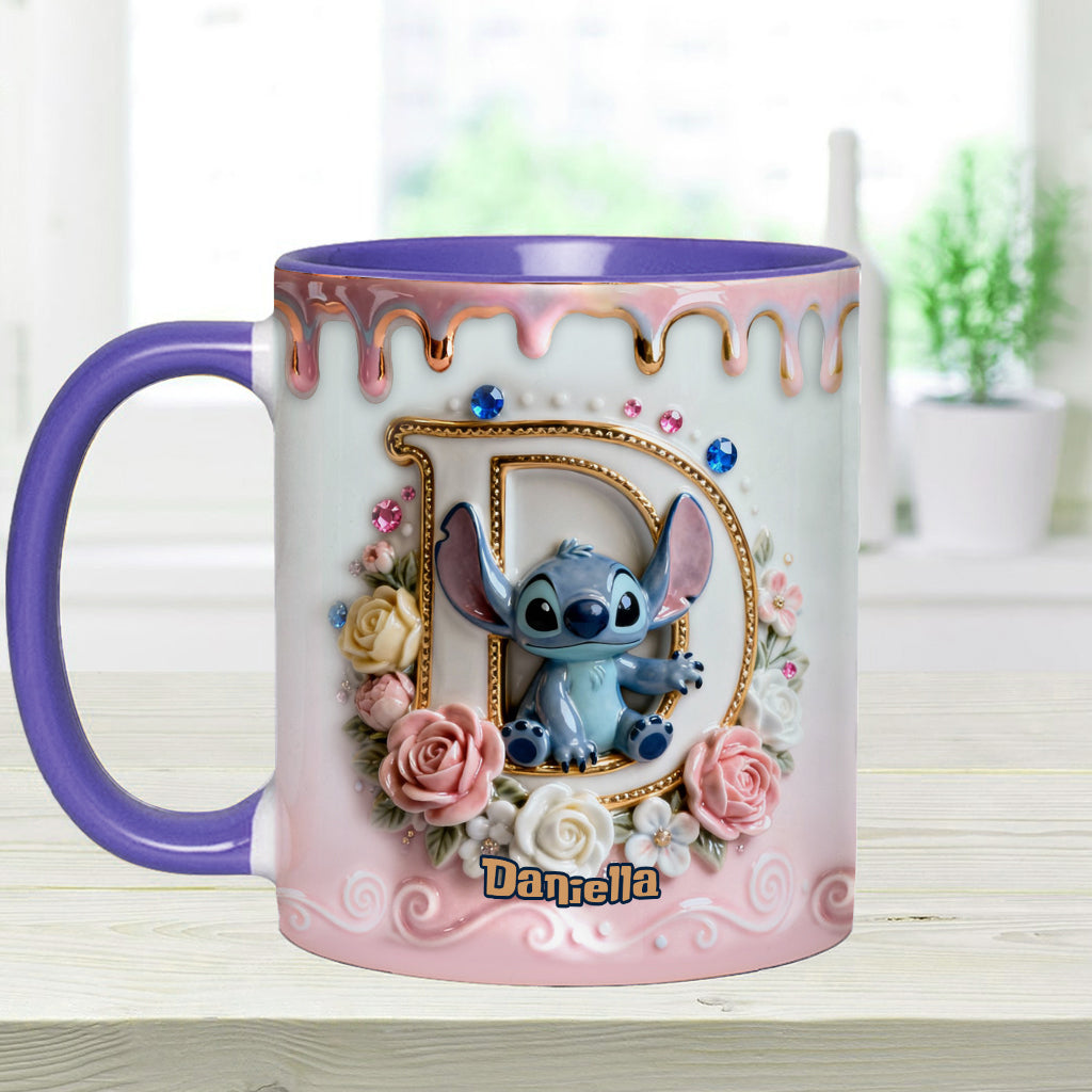 Custom Alphabet For Blue Monster Lover - Personalized Ohana Accent Mug & Coaster