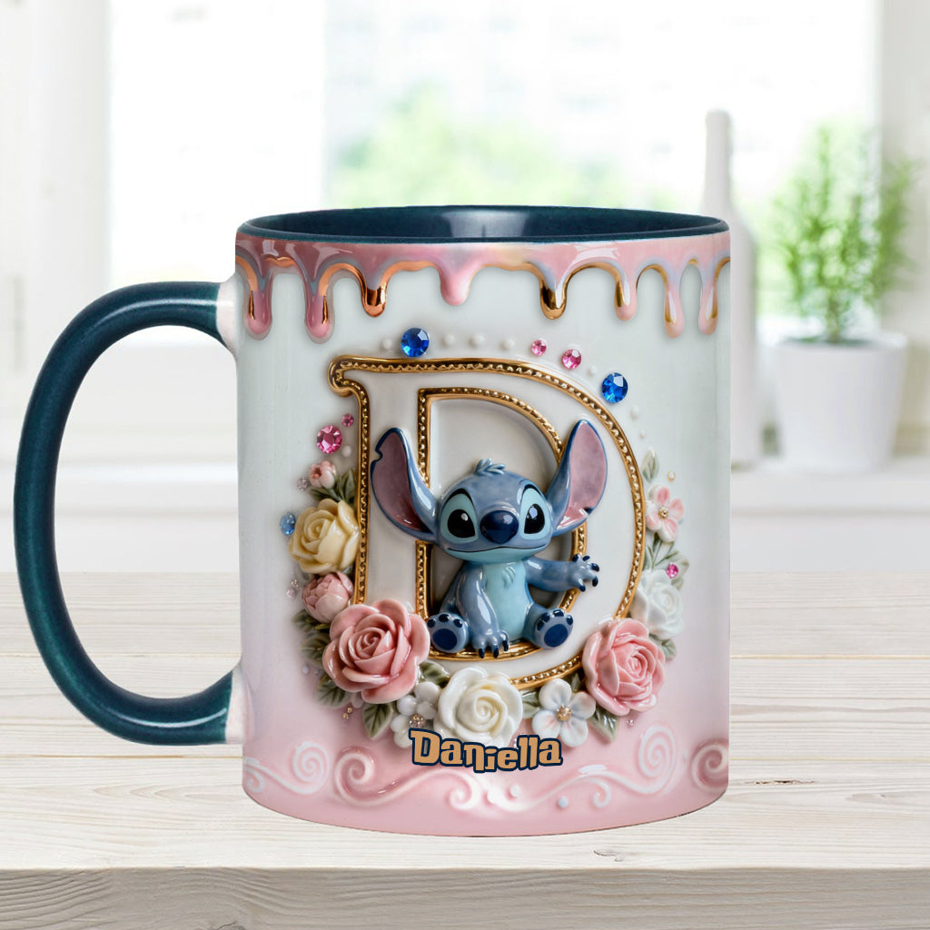 Custom Alphabet For Blue Monster Lover - Personalized Ohana Accent Mug & Coaster