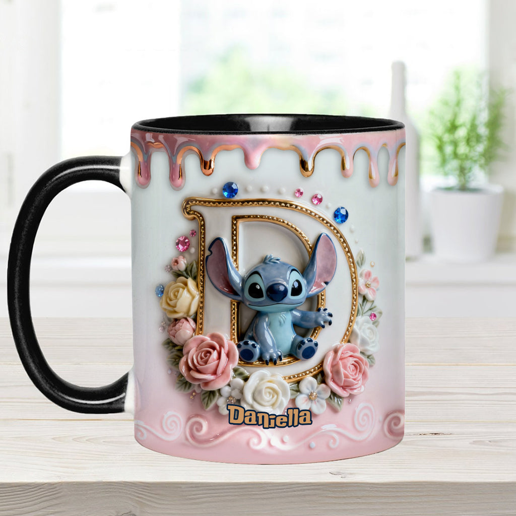 Custom Alphabet For Blue Monster Lover - Personalized Ohana Accent Mug & Coaster