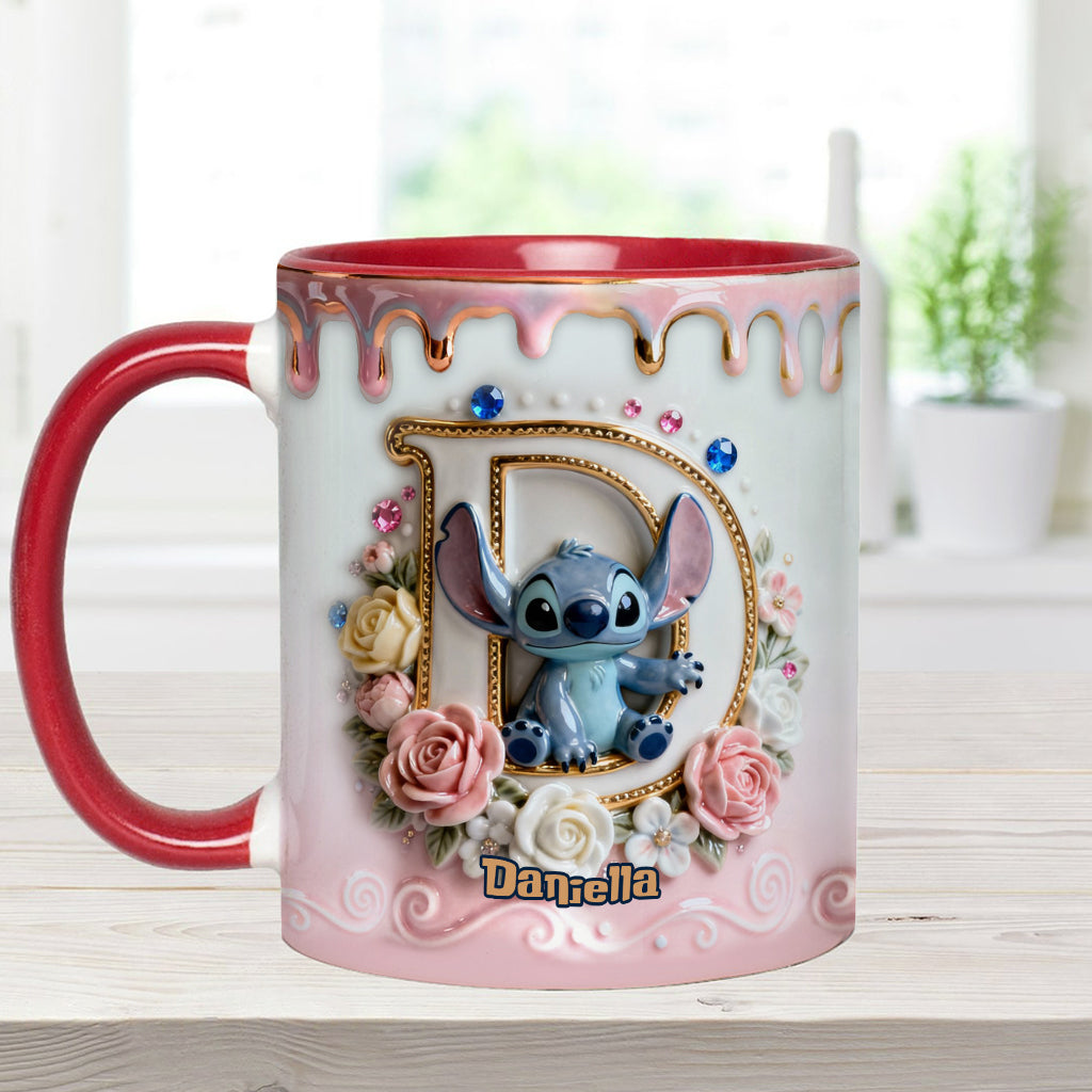Custom Alphabet For Blue Monster Lover - Personalized Ohana Accent Mug & Coaster