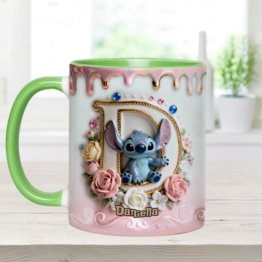 Custom Alphabet For Blue Monster Lover - Personalized Ohana Accent Mug & Coaster