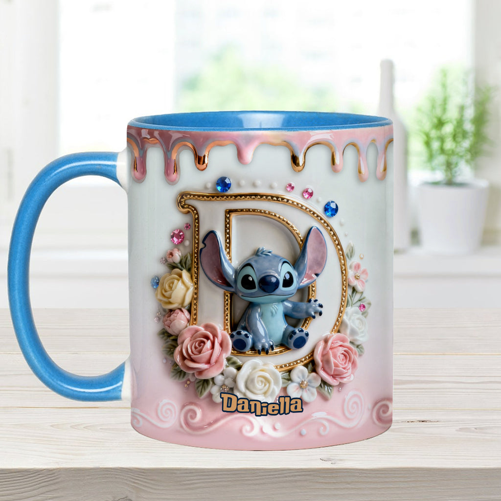 Custom Alphabet For Blue Monster Lover - Personalized Ohana Accent Mug & Coaster
