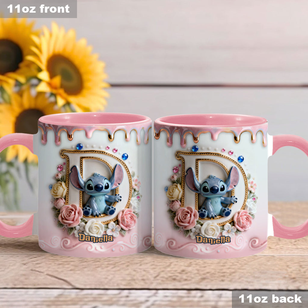 Custom Alphabet For Blue Monster Lover - Personalized Ohana Accent Mug & Coaster