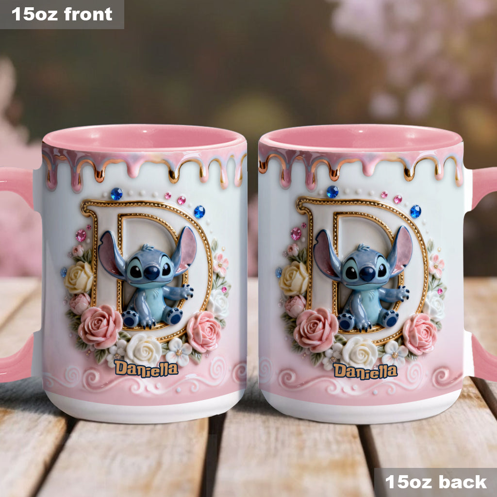 Custom Alphabet For Blue Monster Lover - Personalized Ohana Accent Mug & Coaster