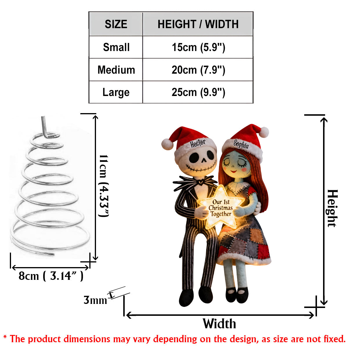 Our 1st Christmas Together - Personalized Nightmare LED Light Tree Topper