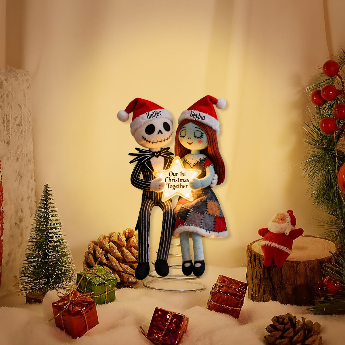Our 1st Christmas Together - Personalized Nightmare LED Light Tree Topper