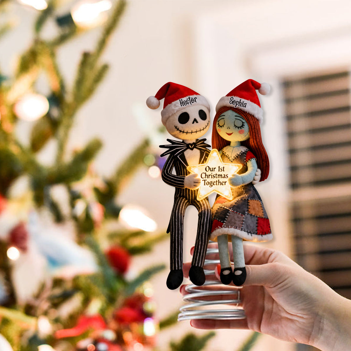 Our 1st Christmas Together - Personalized Nightmare LED Light Tree Topper