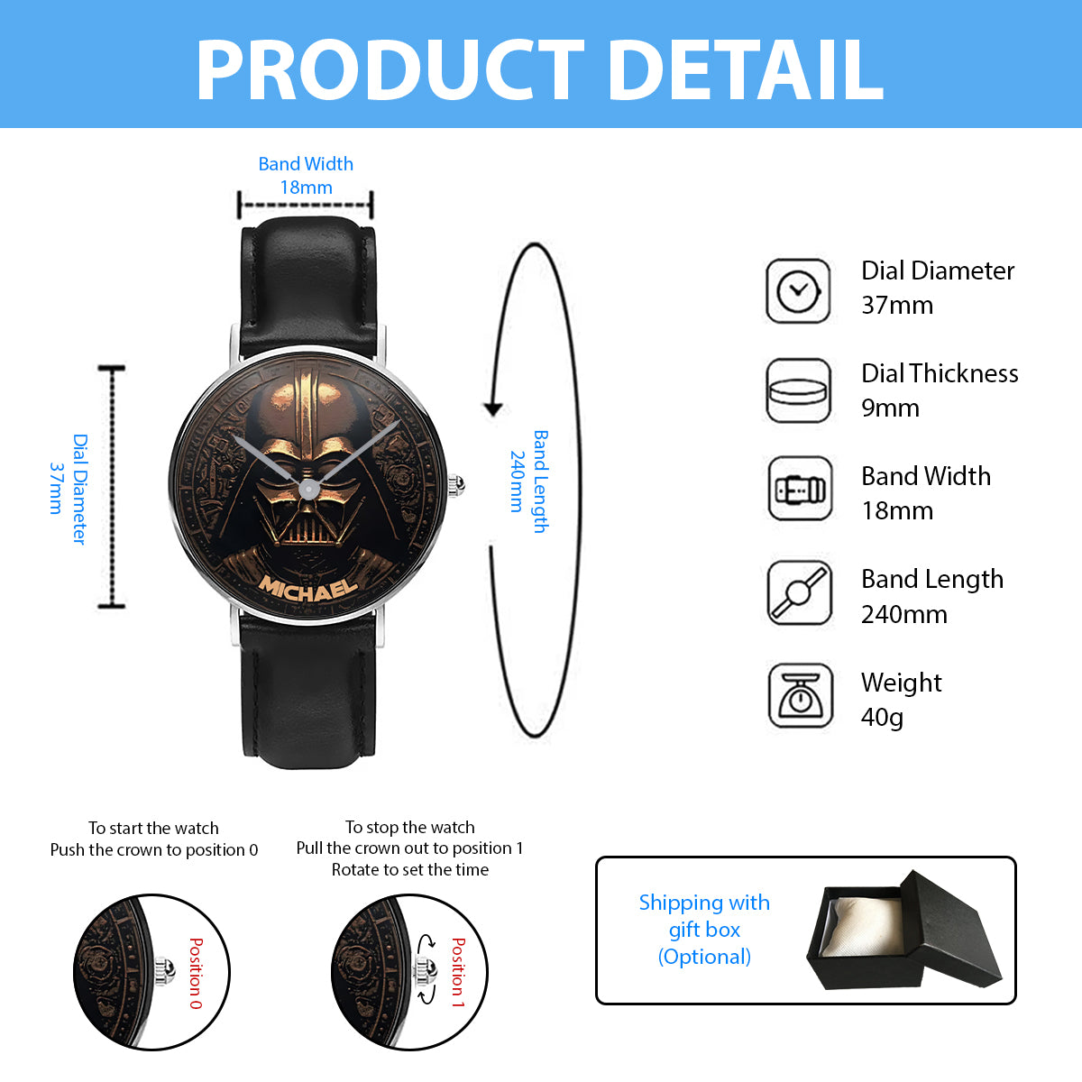 Hello Darkness - Personalized The Force Hand Watch