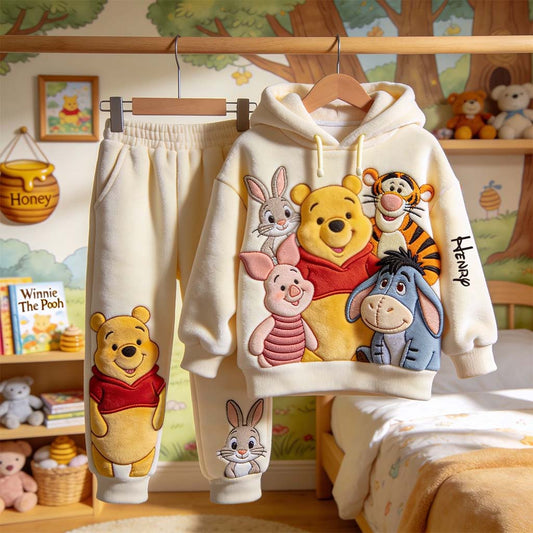 Best Friends - Personalized Yellow Bear Kid Hoodie & Kid Jogger Sweatpants