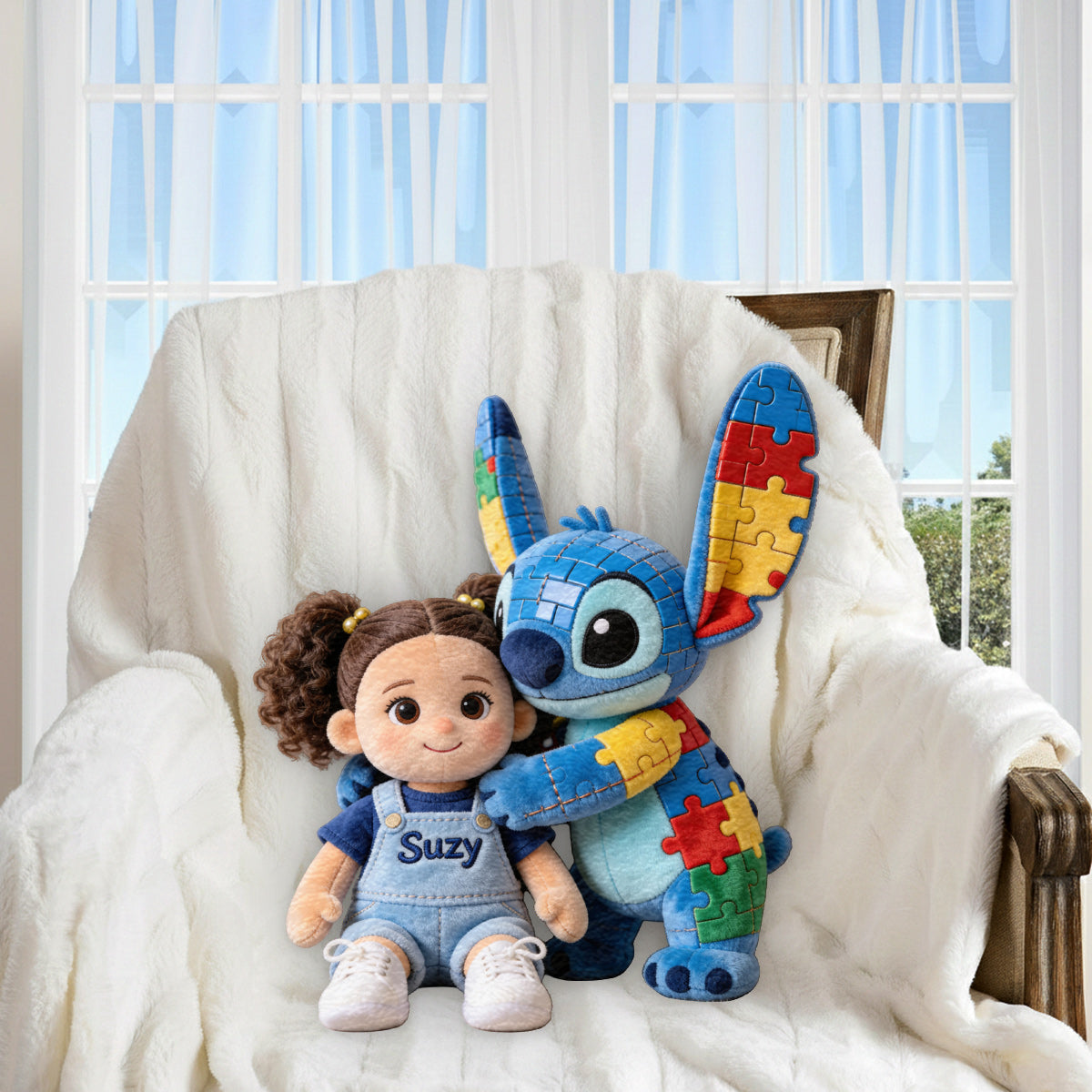 Custom Any Photo - Accept Adapt Advocate - Personalized Autism Awareness Premium Faux Fur Pillow