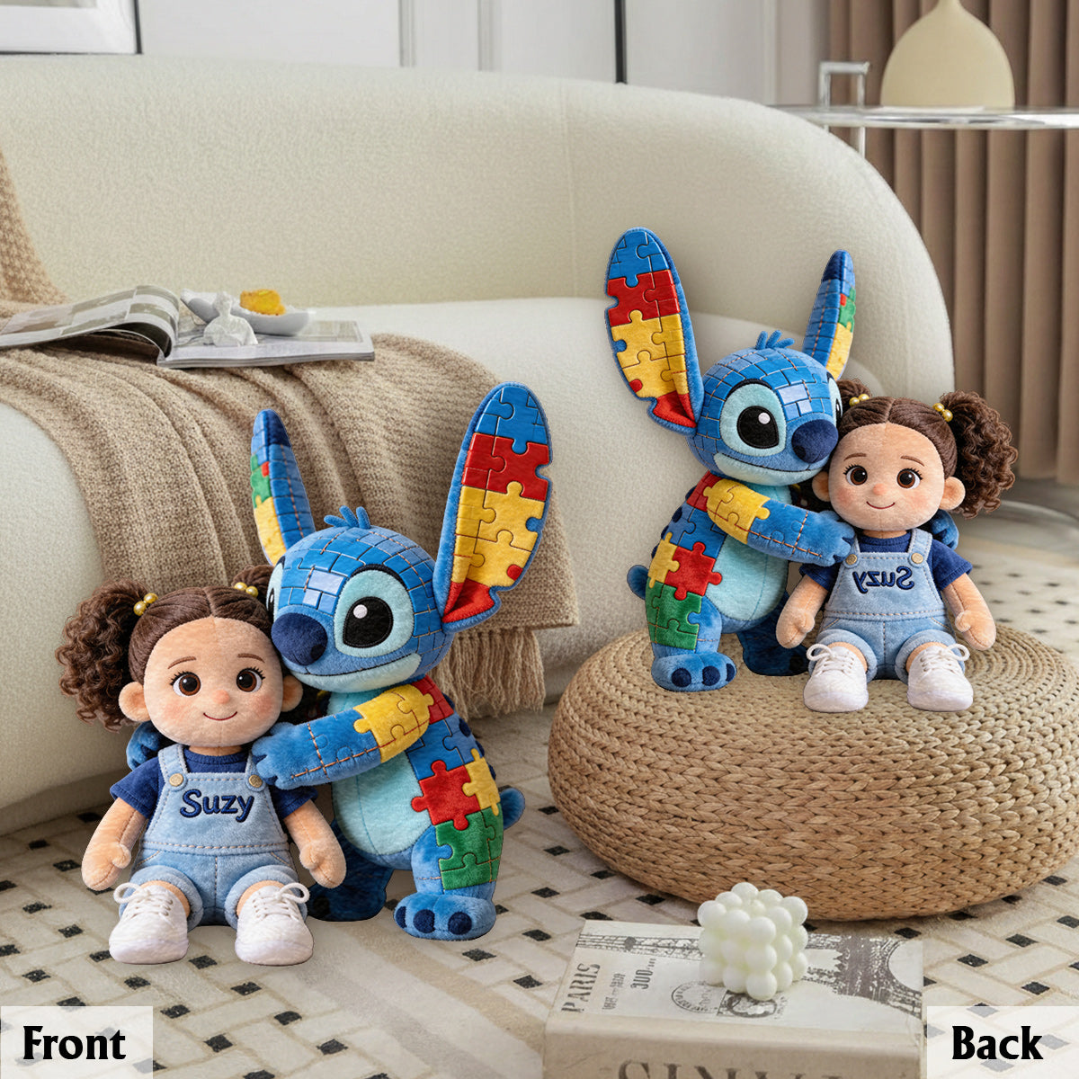Custom Any Photo - Accept Adapt Advocate - Personalized Autism Awareness Premium Faux Fur Pillow