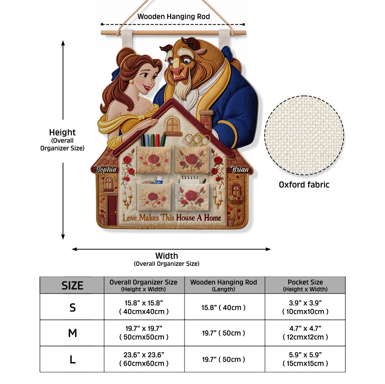 Love Makes This House A Home - Personalized Beauty And The Beast Hanging Organizer