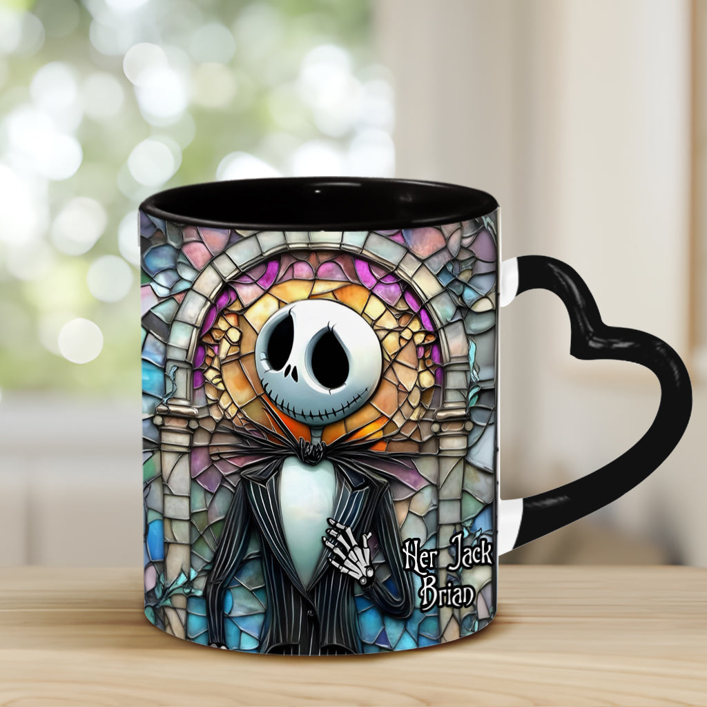 Her Jack His Sally - Personalized Nightmare Heart Handle Mug