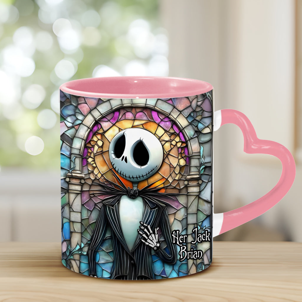 Her Jack His Sally - Personalized Nightmare Heart Handle Mug