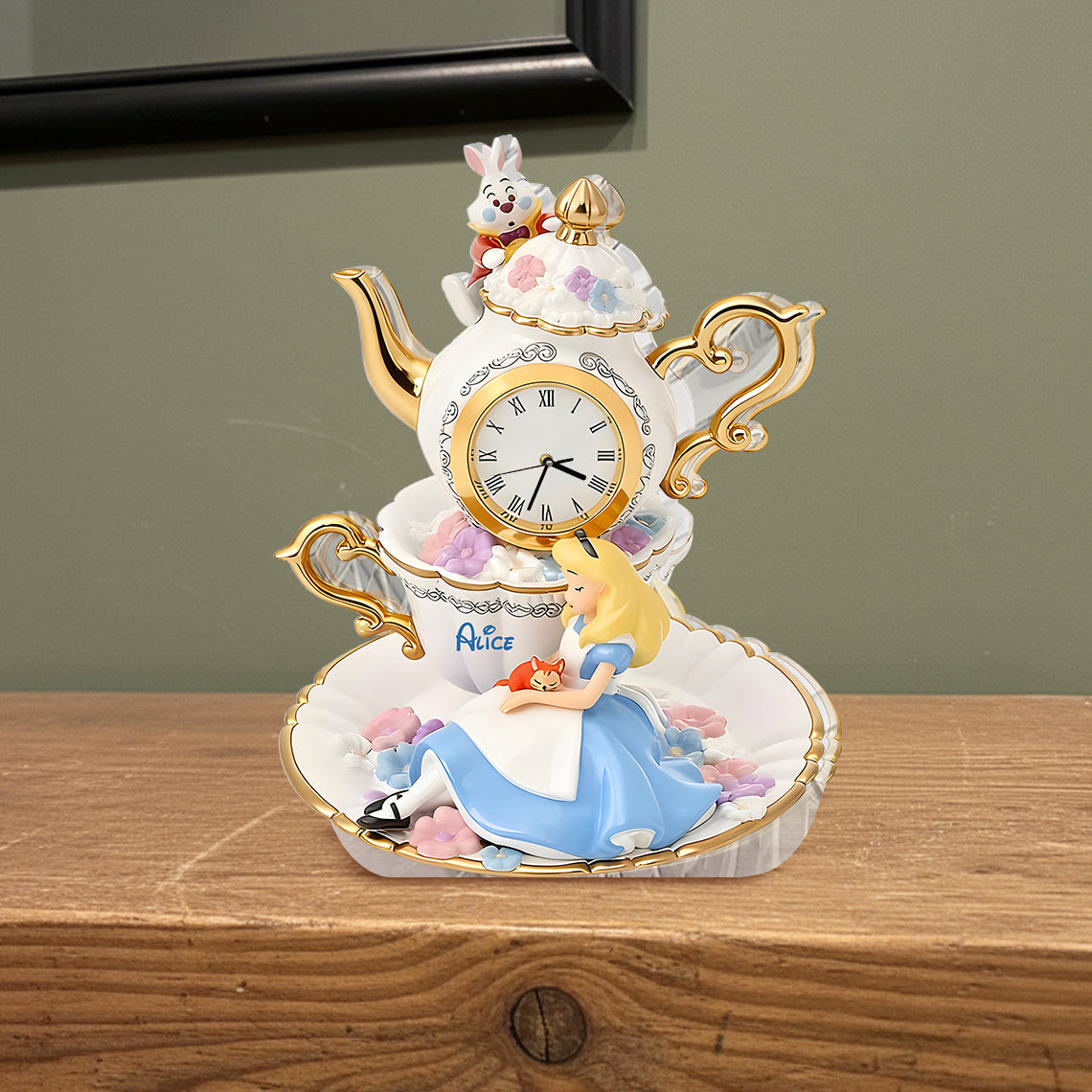 Girl In Magical Land 75th Anniversary - Personalized Mouse Desk Clock Plaque