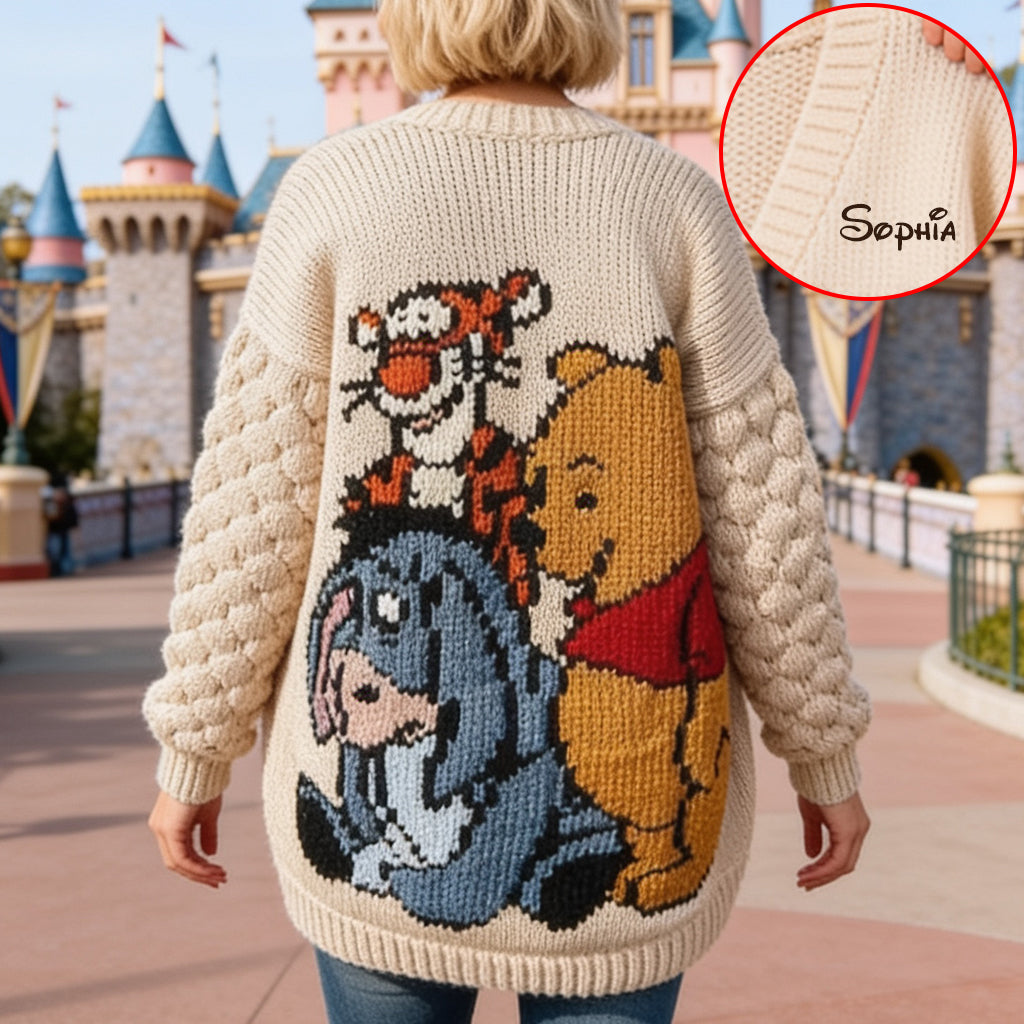 Friends - Personalized Yellow Bear Cardigan Sweater