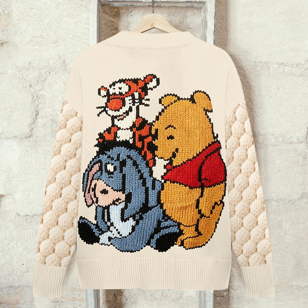Friends - Personalized Yellow Bear Cardigan Sweater