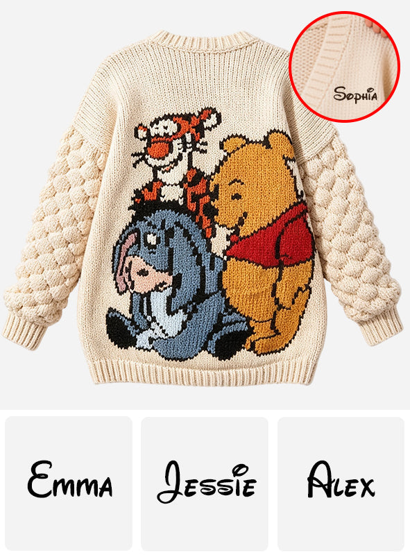 Friends - Personalized Yellow Bear Cardigan Sweater