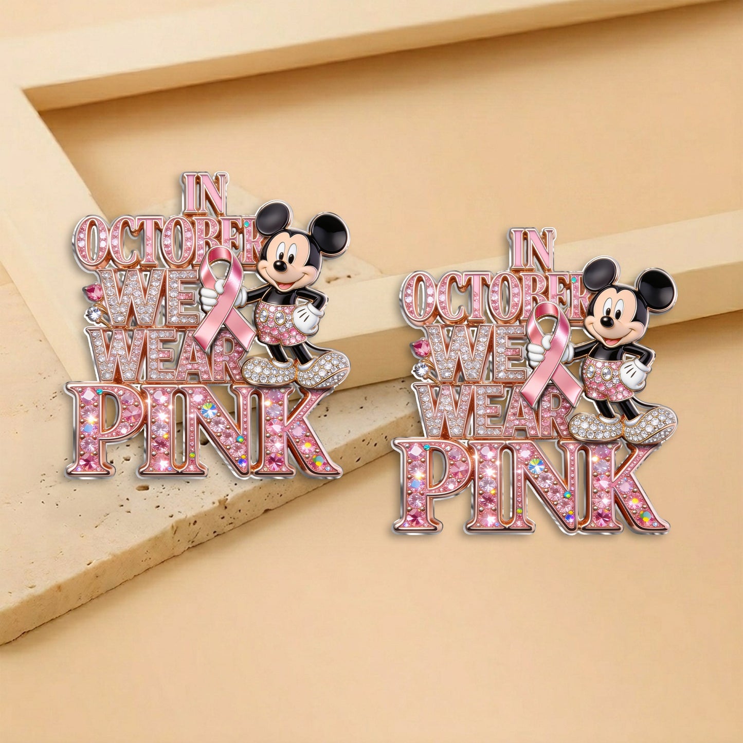 In October We Wear Pink - Personalized Breast Cancer Awareness 3D Embossed Enamel Pin