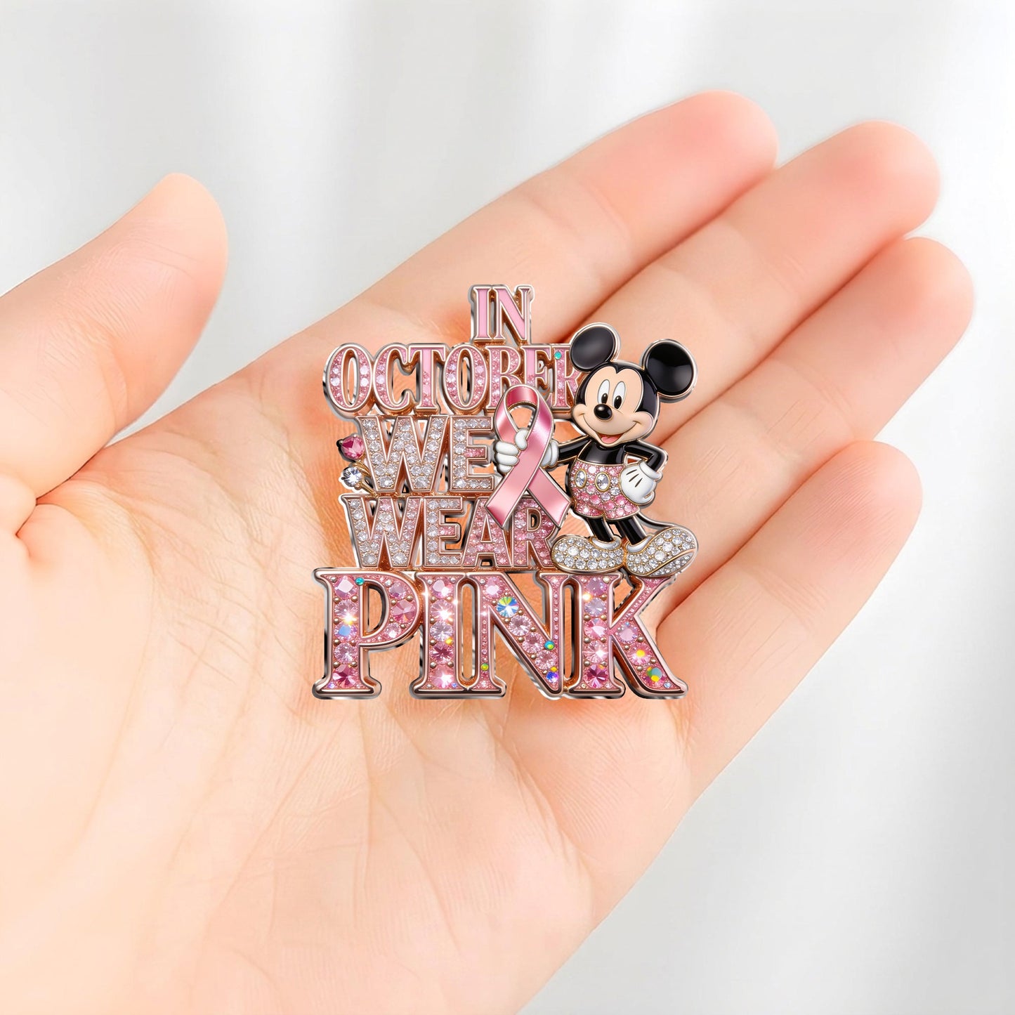 In October We Wear Pink - Personalized Breast Cancer Awareness 3D Embossed Enamel Pin
