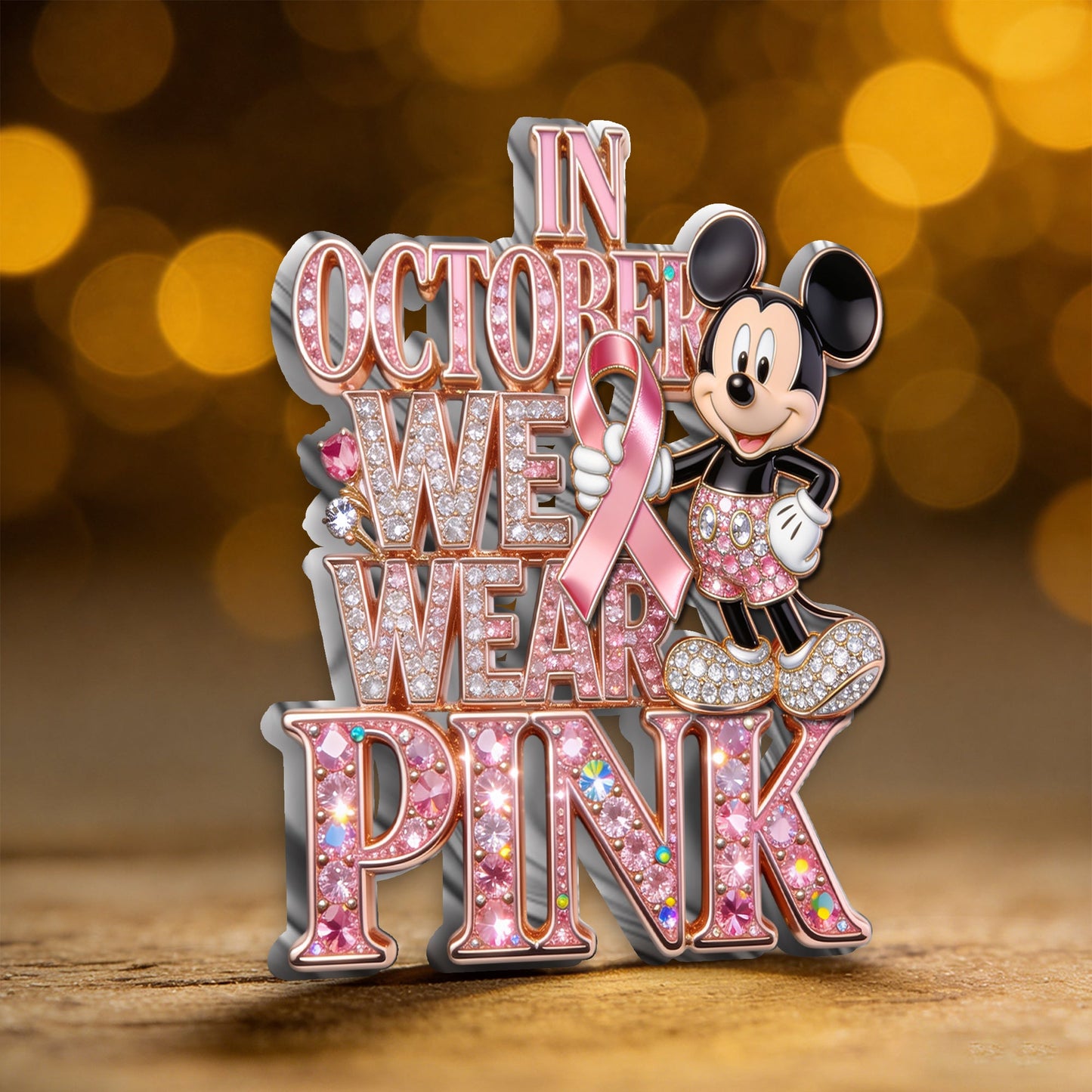 In October We Wear Pink - Personalized Breast Cancer Awareness 3D Embossed Enamel Pin