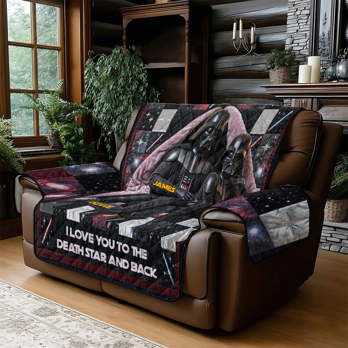 I Love You To The Darkside And Back - Personalized The Force Quilted Sofa/Couch Cover