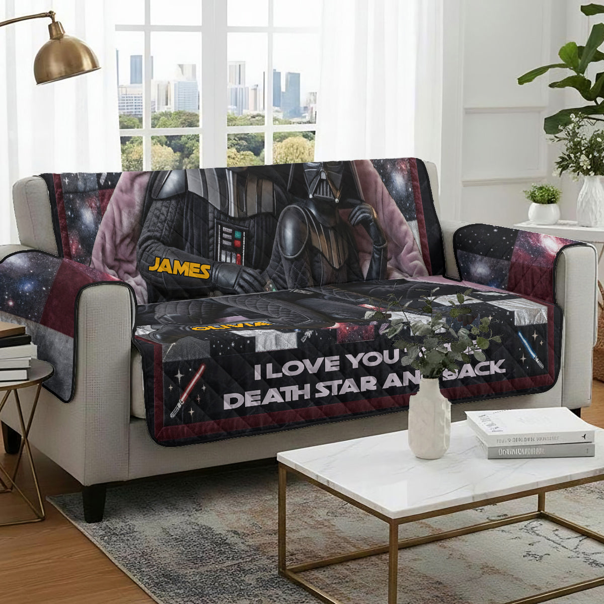 I Love You To The Darkside And Back - Personalized The Force Quilted Sofa/Couch Cover