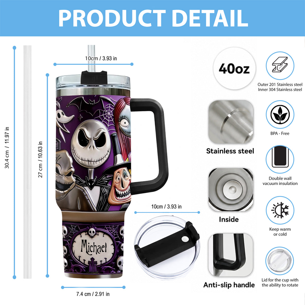 The Nightmare - Personalized Nightmare Tumbler With Plush Charm