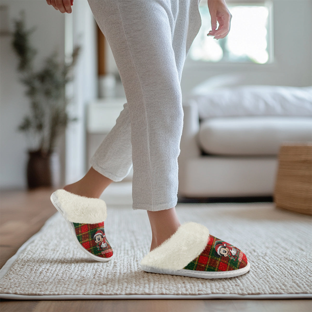 Magical Christmas - Personalized Mouse Slippers With Fur Lining