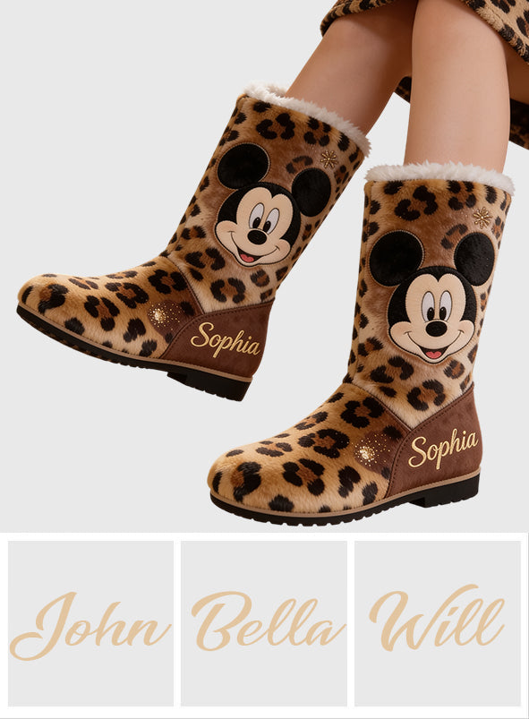 Belive In Magic - Personalized Mouse Faux Fur Boot Slippers