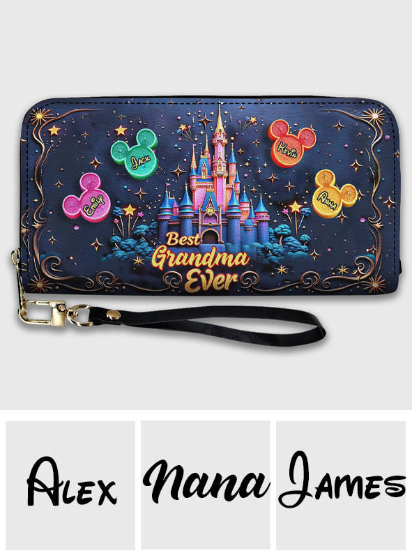 Best Grandma/ Mom Ever - Personalized Mouse Leather Long Wallet