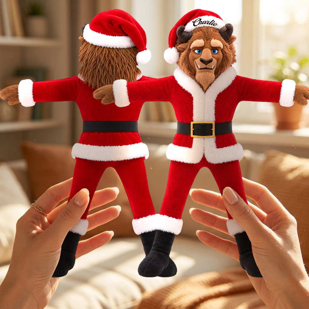 Naughty Christmas Bunny Girl & Furry Monster Couple - Personalized Beauty And The Beast Posable Plush Doll
