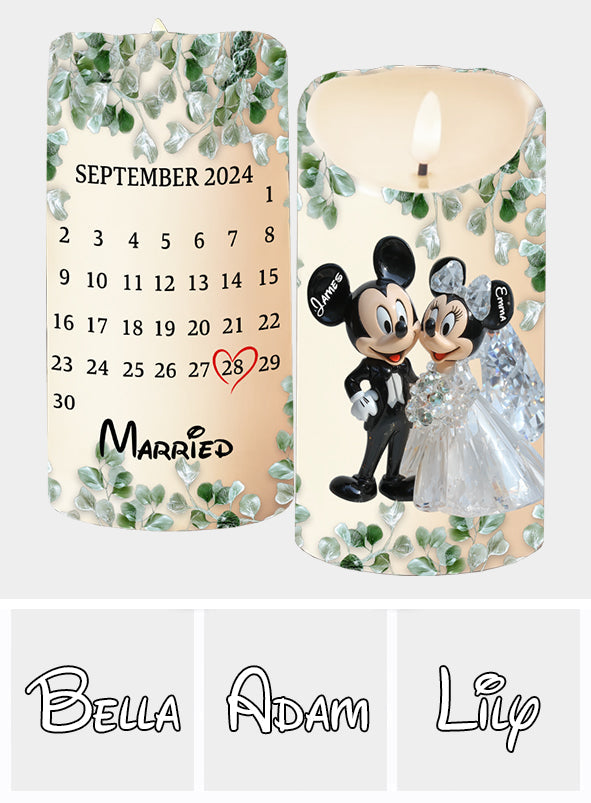 Cute Mouse Couple Anniversary - Personalized Mouse Flameless Candle