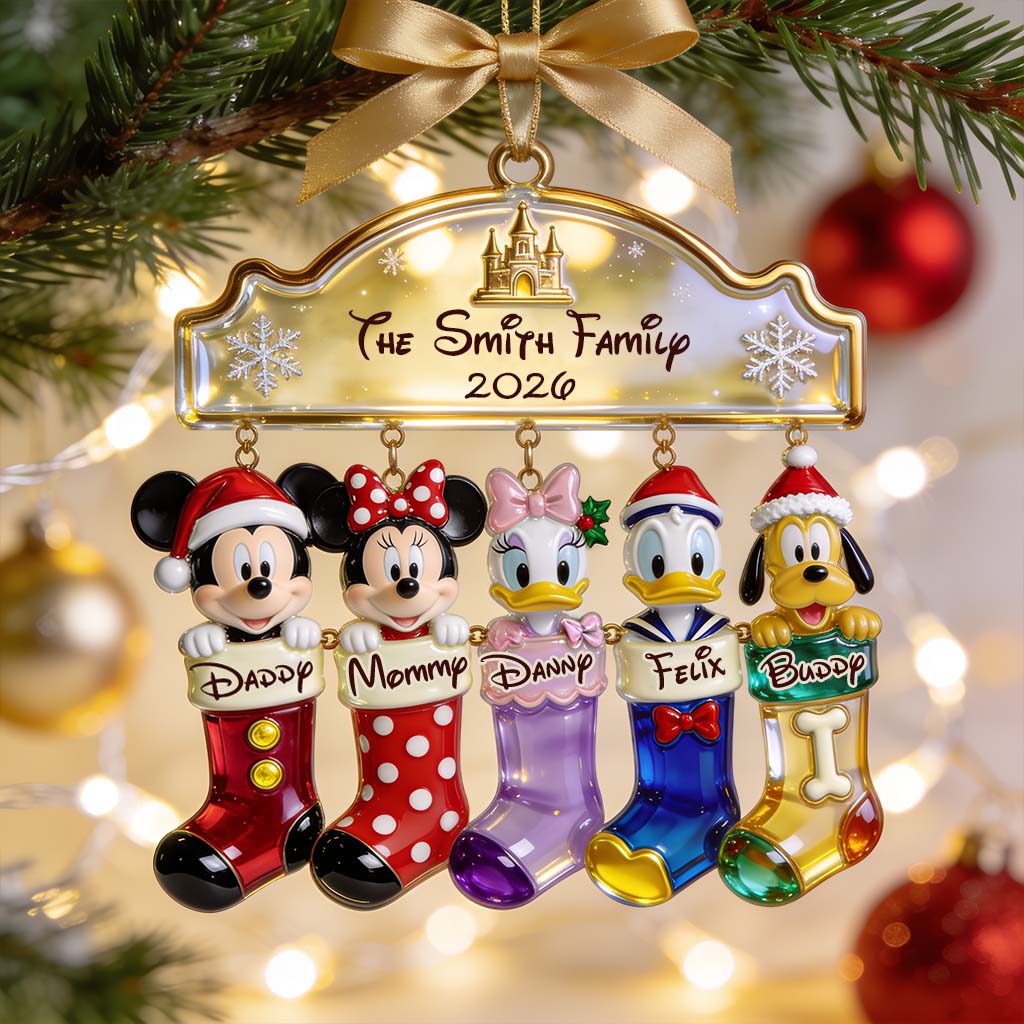 Merry Christmas - Personalized Mouse Ornament With Charm