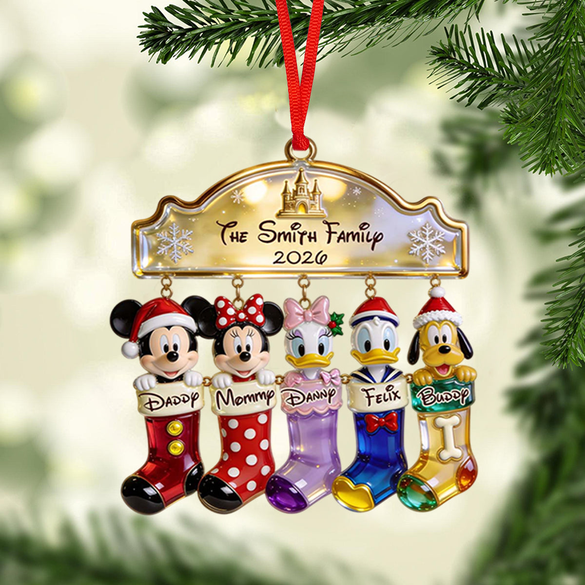 Merry Christmas - Personalized Mouse Ornament With Charm