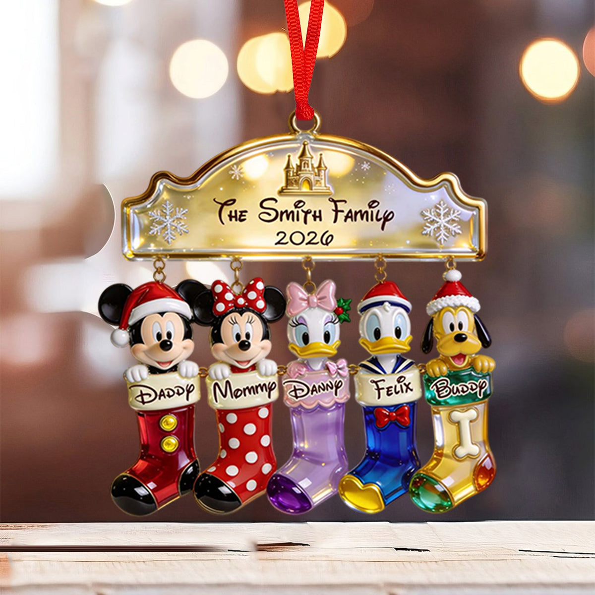 Merry Christmas - Personalized Mouse Ornament With Charm
