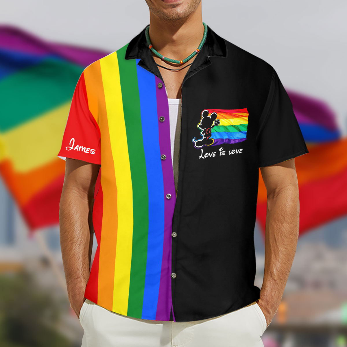 Love Is Love - Personalized LGBT Support Hawaiian Shirt