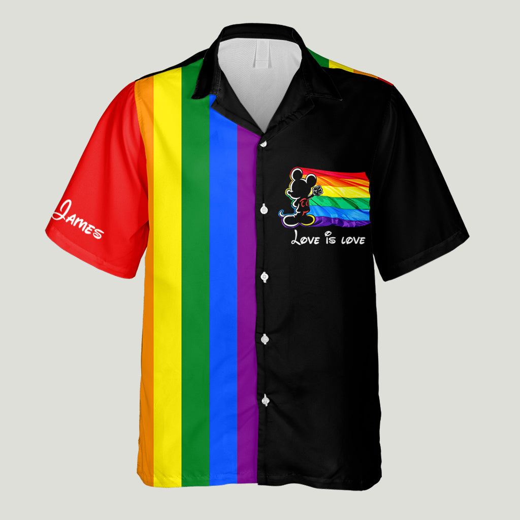 Love Is Love - Personalized LGBT Support Hawaiian Shirt