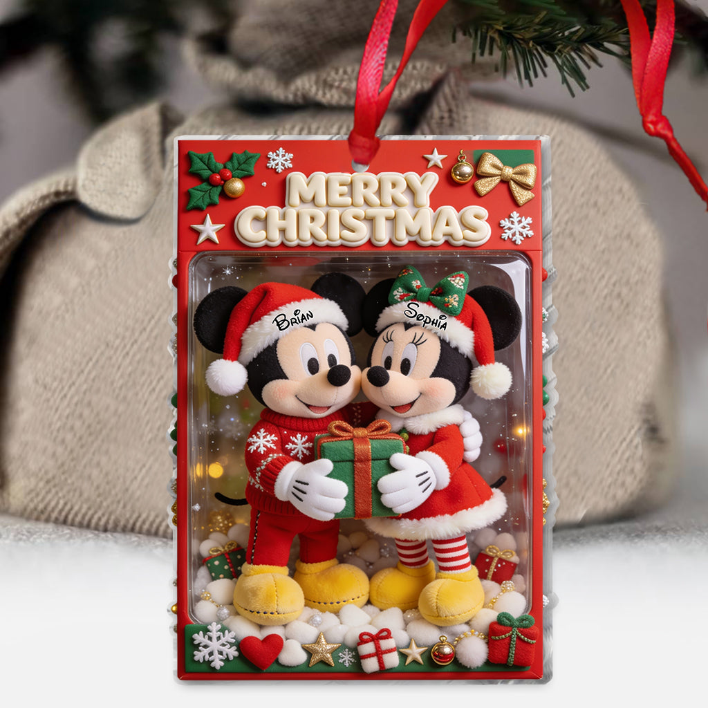 Merry Christmas Magical Mouse Couple - Personalized Mouse Ornament