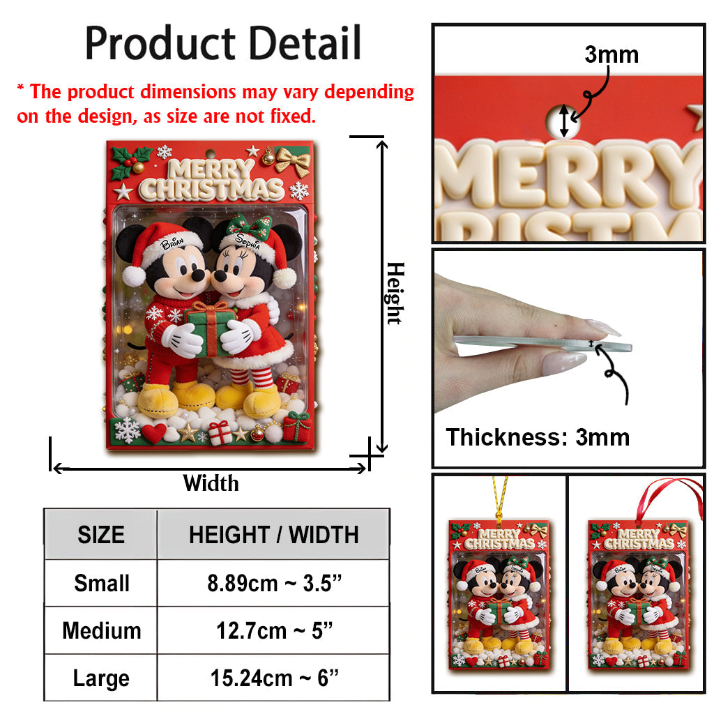 Merry Christmas Magical Mouse Couple - Personalized Mouse Ornament