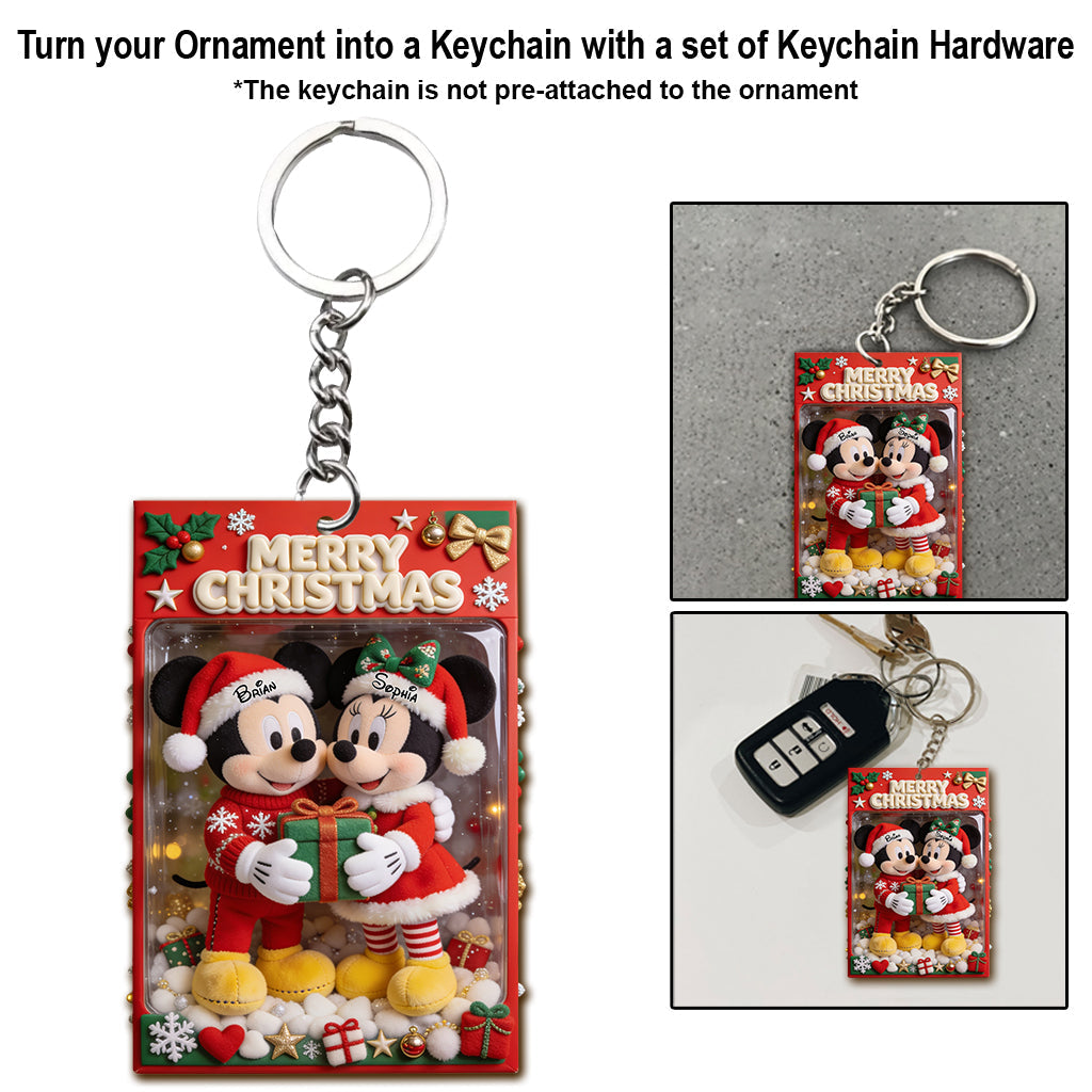 Merry Christmas Magical Mouse Couple - Personalized Mouse Ornament